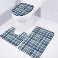 Plaid Denim Jeans Pattern Print 3 Piece Bath Mat Set