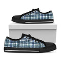 Plaid Denim Jeans Pattern Print Black Low Top Sneakers