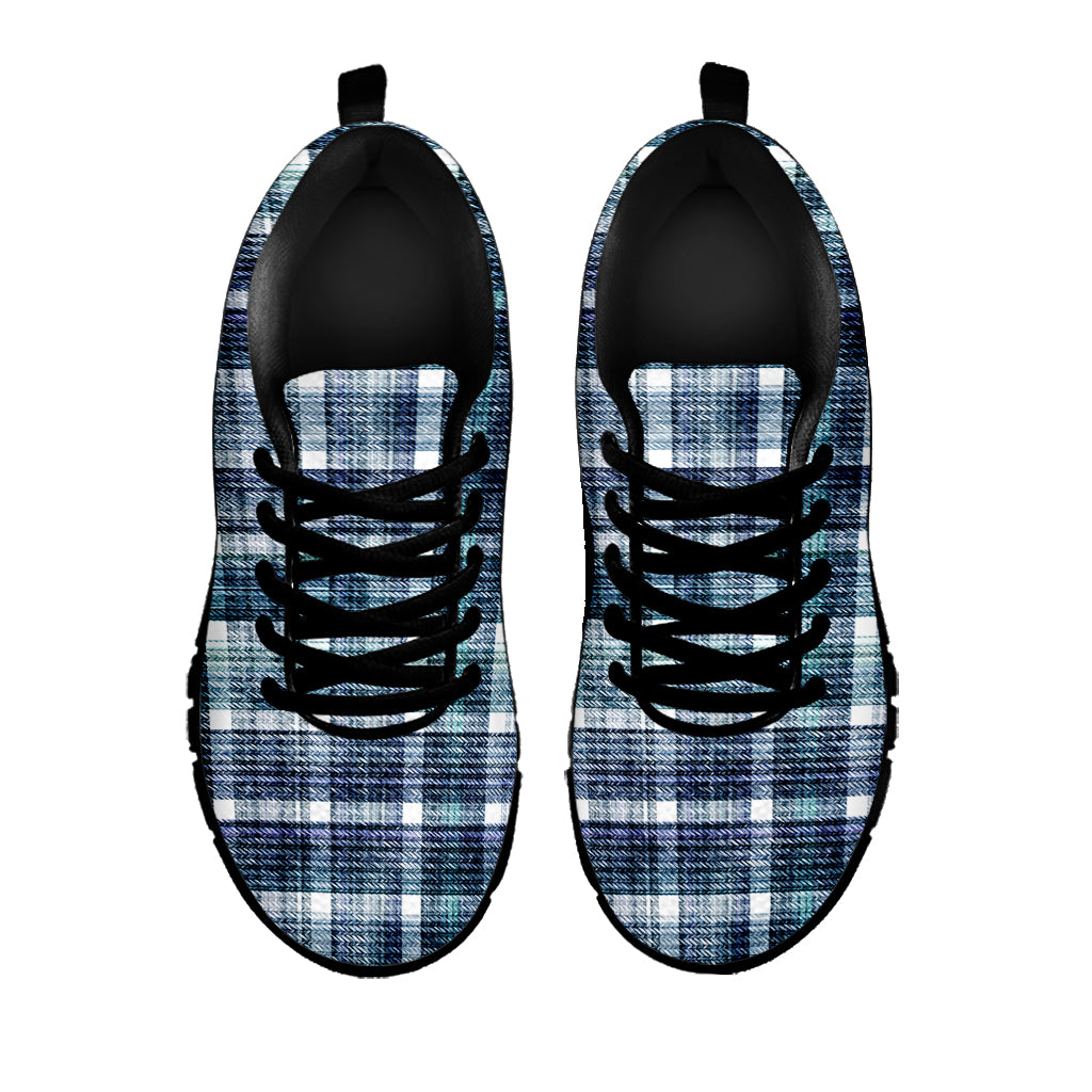 Plaid Denim Jeans Pattern Print Black Sneakers
