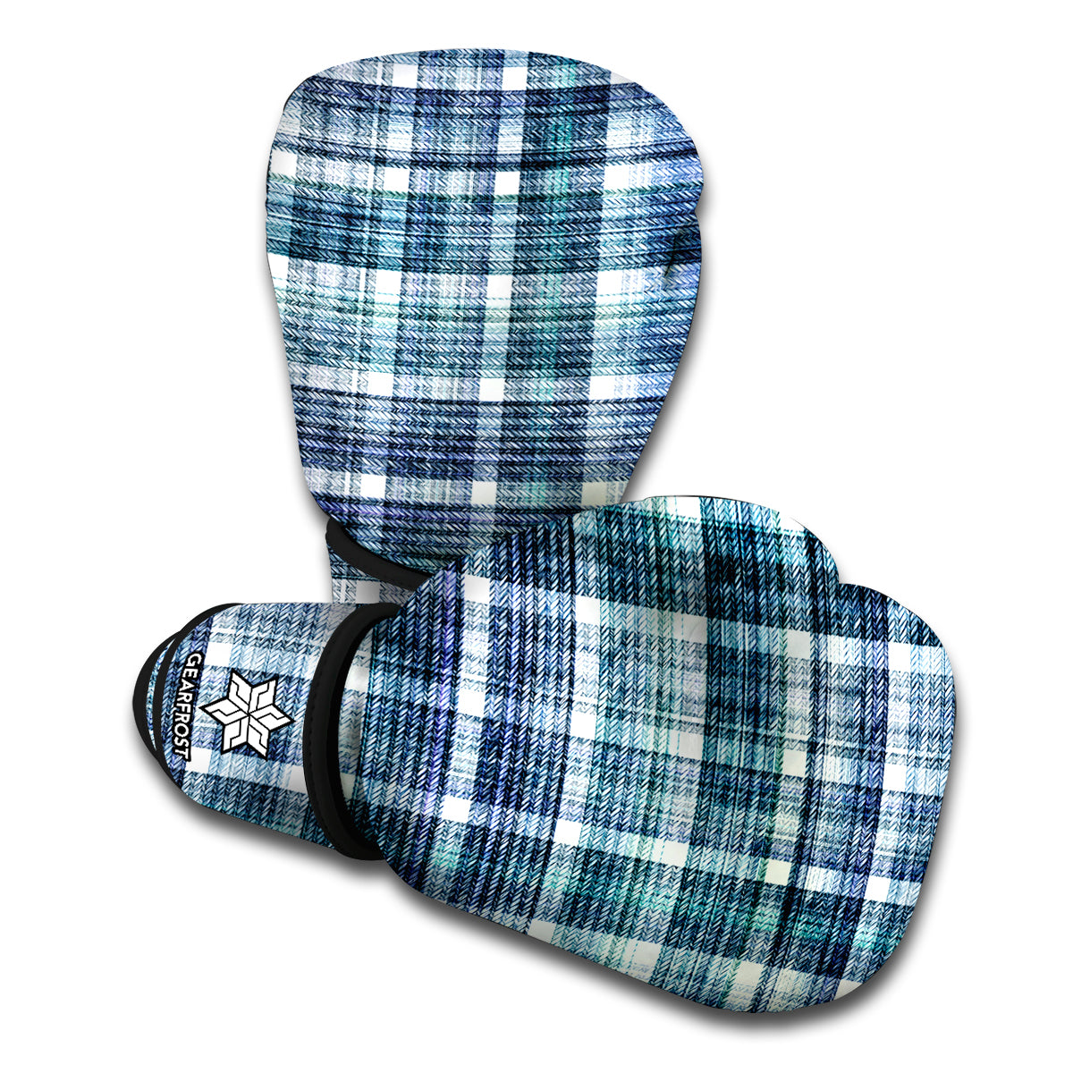 Plaid Denim Jeans Pattern Print Boxing Gloves
