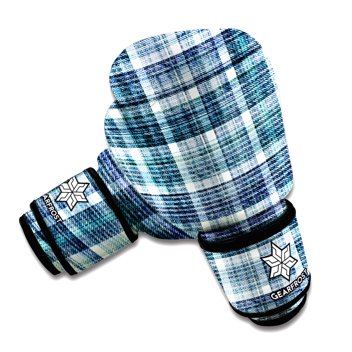 Plaid Denim Jeans Pattern Print Boxing Gloves