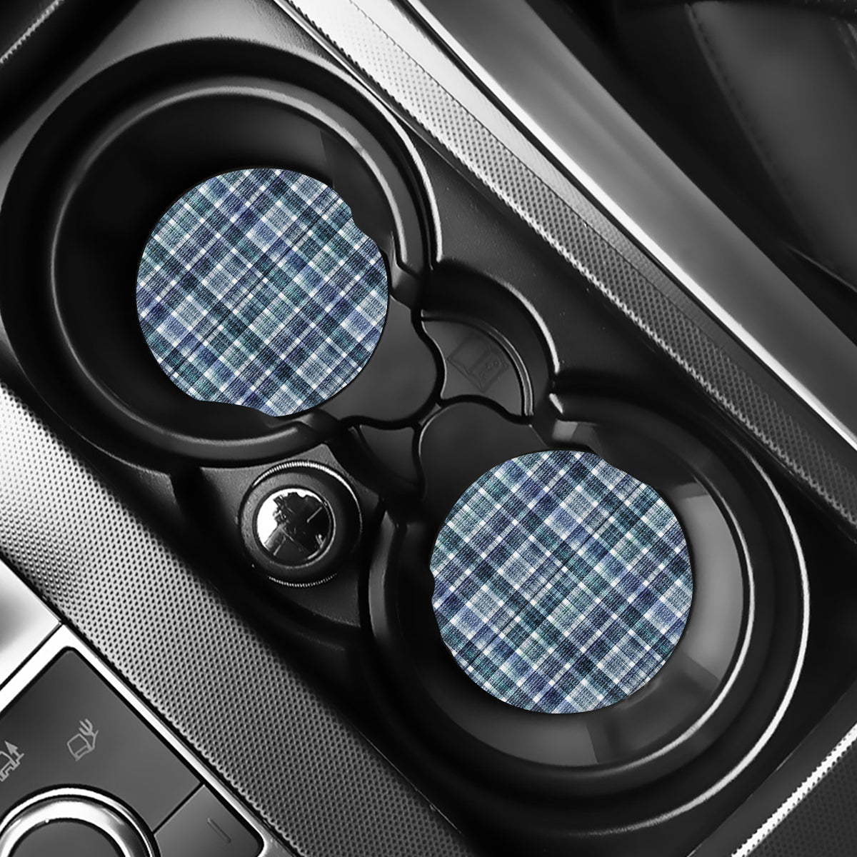 Plaid Denim Jeans Pattern Print Car Coasters