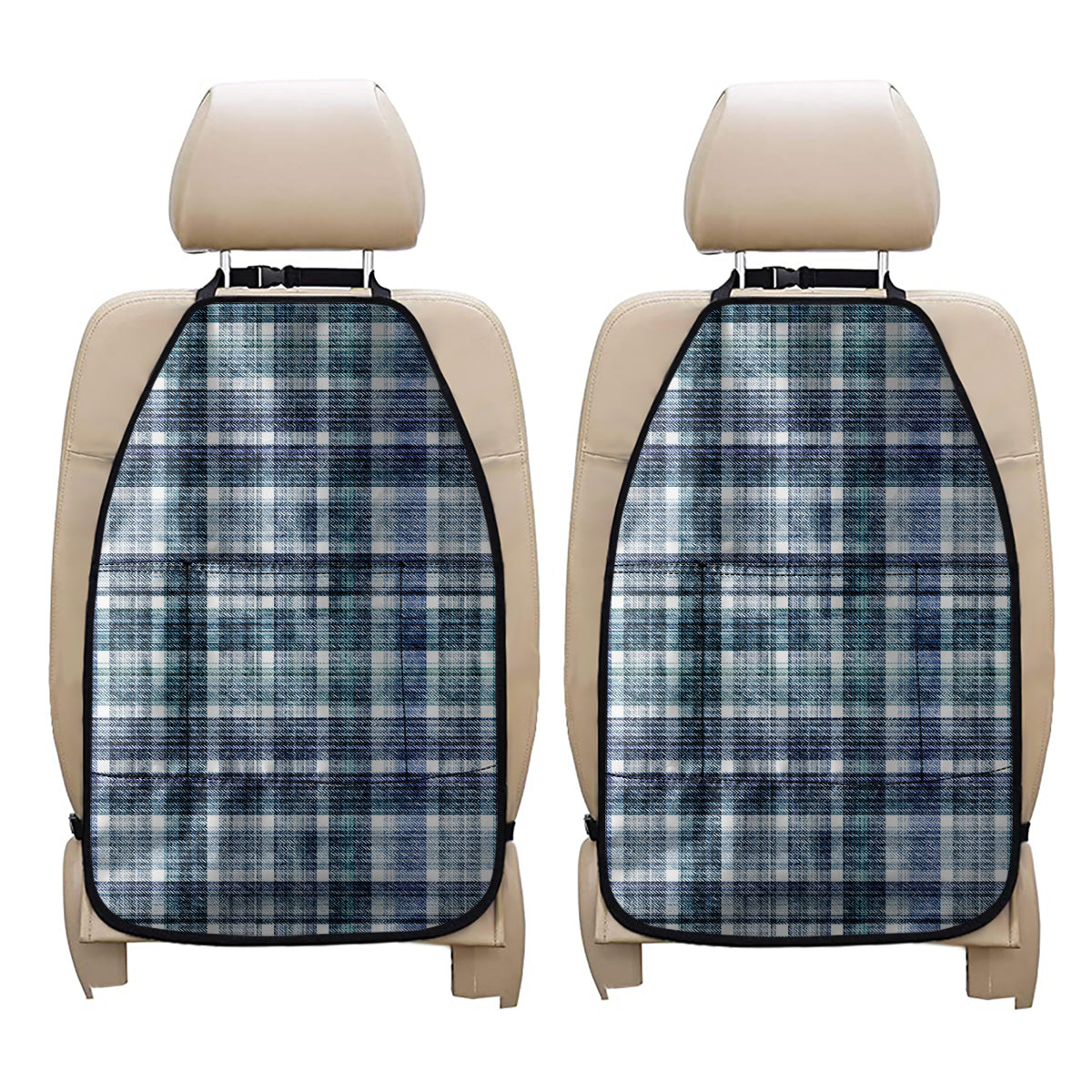 Plaid Denim Jeans Pattern Print Car Seat Organizers