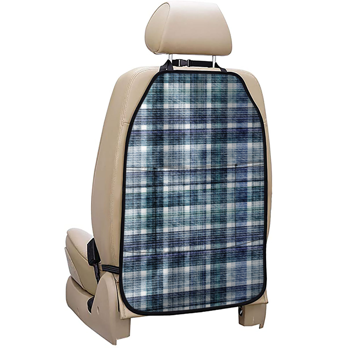 Plaid Denim Jeans Pattern Print Car Seat Organizers