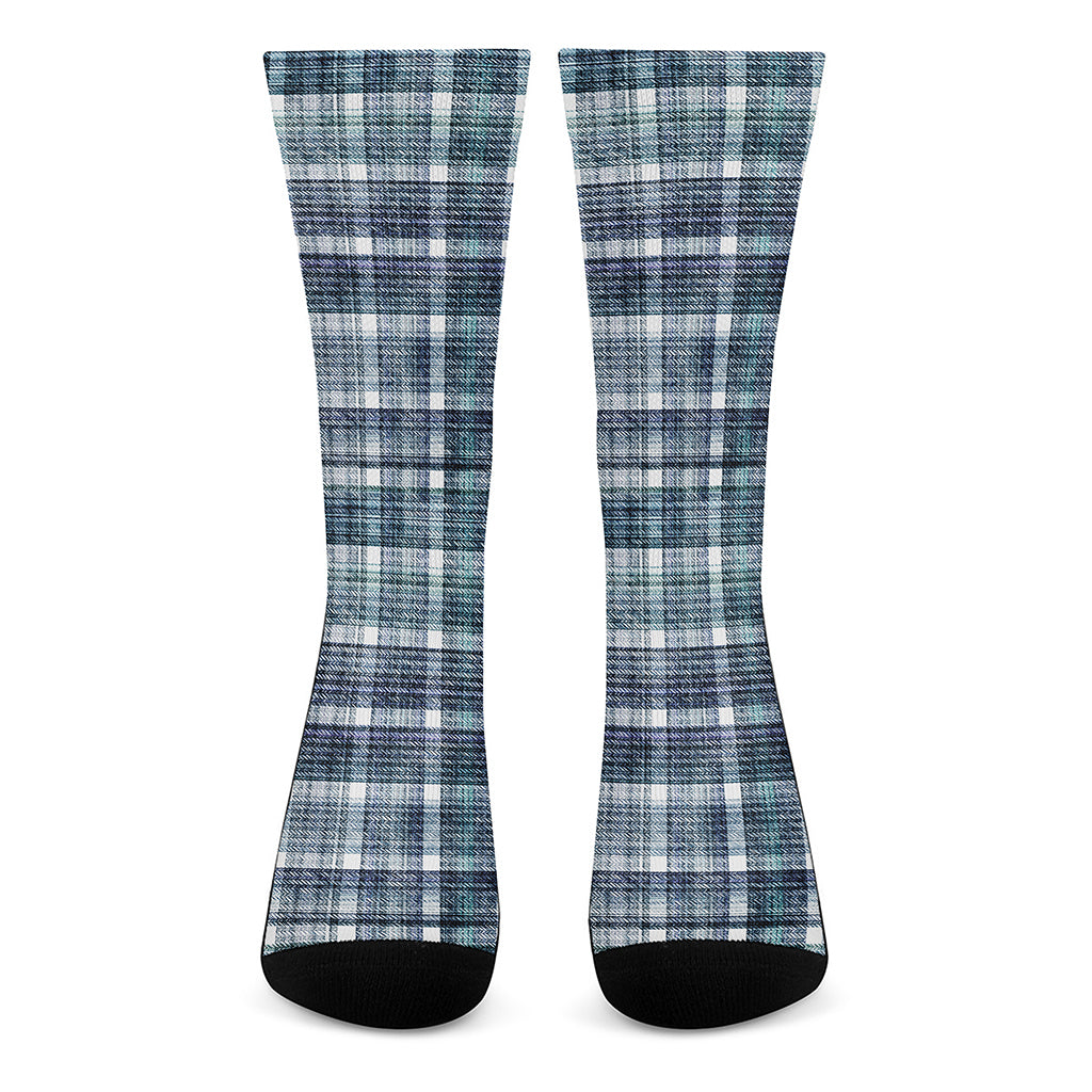 Plaid Denim Jeans Pattern Print Crew Socks