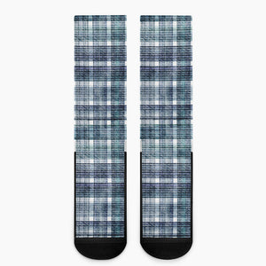 Plaid Denim Jeans Pattern Print Crew Socks