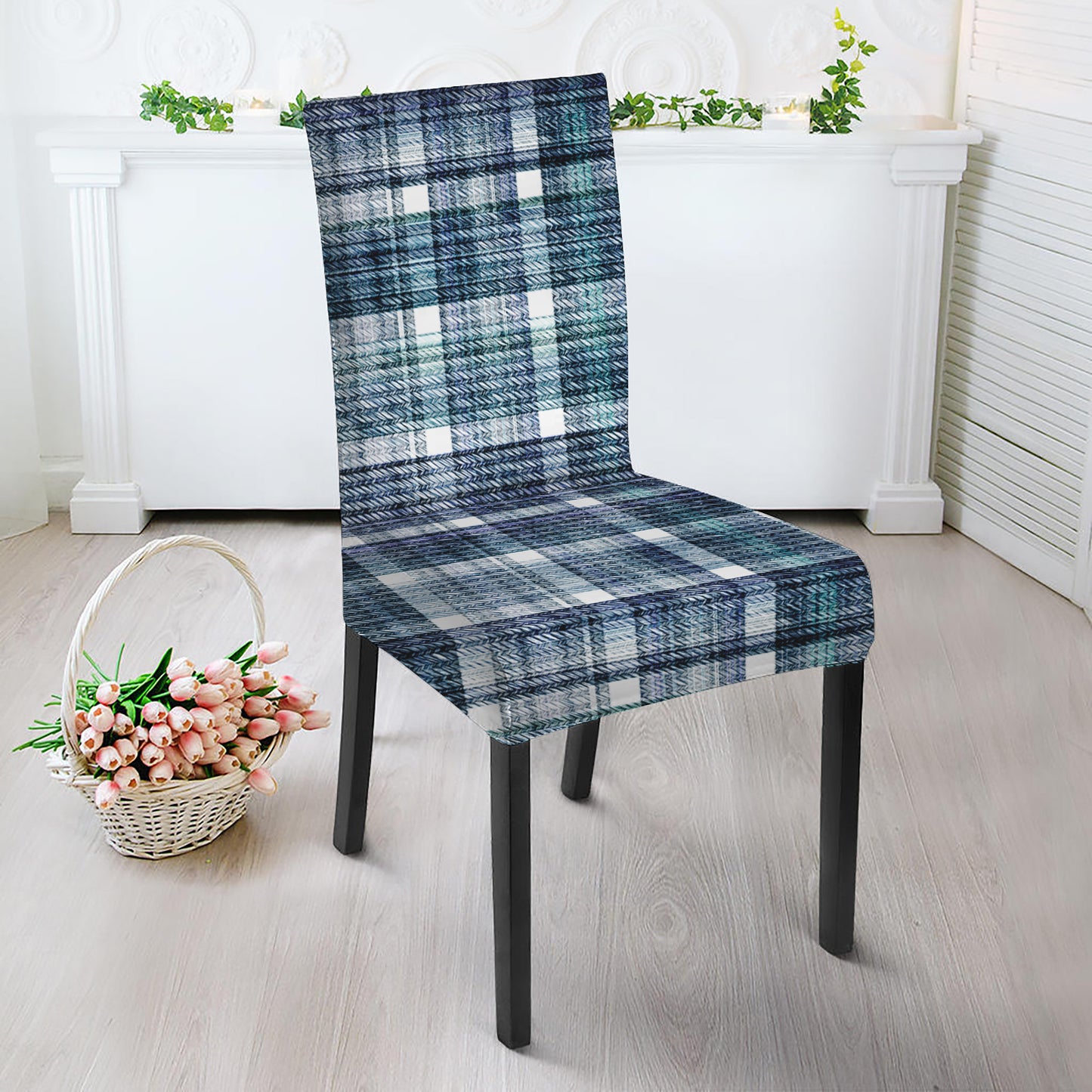 Plaid Denim Jeans Pattern Print Dining Chair Slipcover