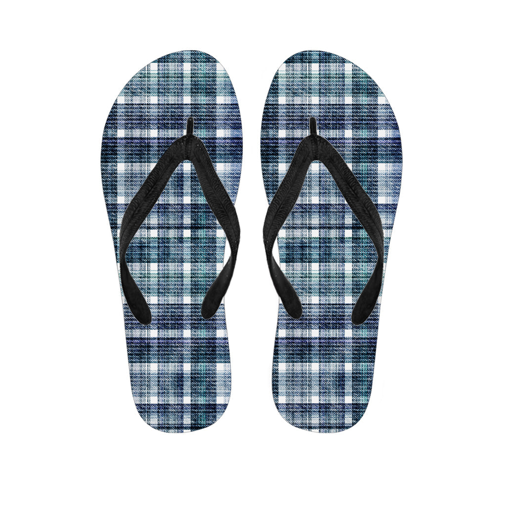 Plaid Denim Jeans Pattern Print Flip Flops