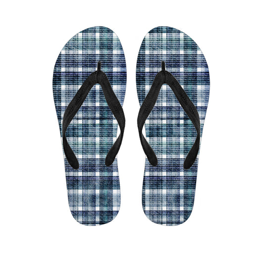 Plaid Denim Jeans Pattern Print Flip Flops