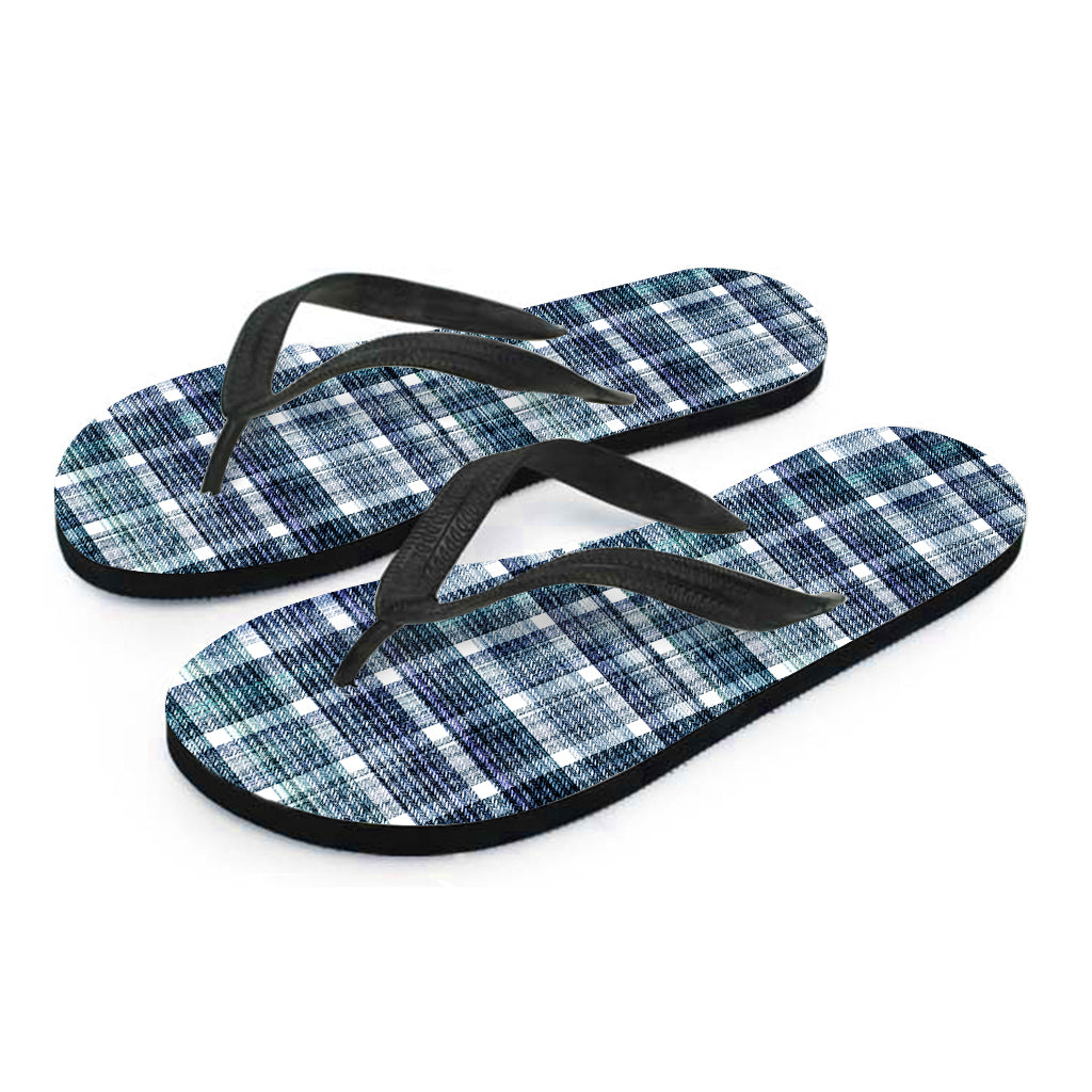 Plaid Denim Jeans Pattern Print Flip Flops