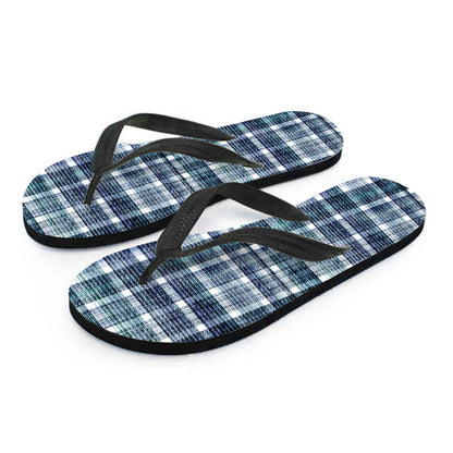 Plaid Denim Jeans Pattern Print Flip Flops