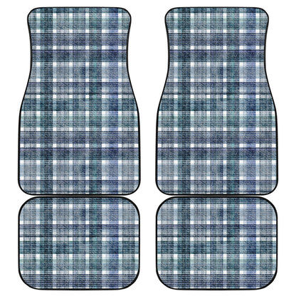 Plaid Denim Jeans Pattern Print Front and Back Car Floor Mats