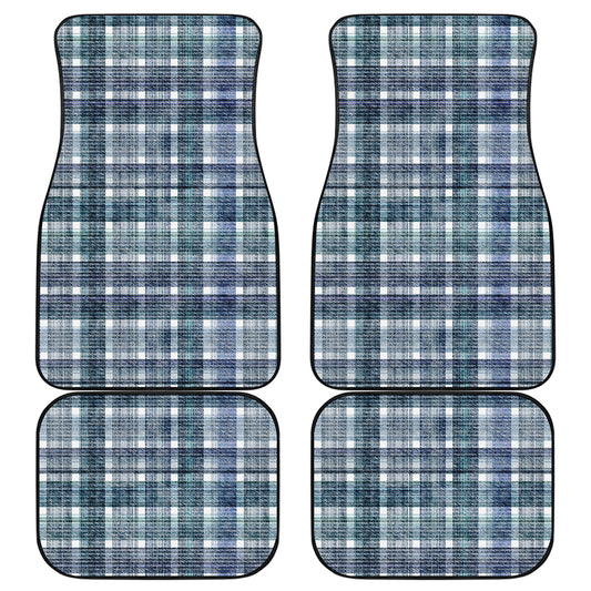 Plaid Denim Jeans Pattern Print Front and Back Car Floor Mats
