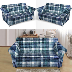 Plaid Denim Jeans Pattern Print Loveseat Slipcover