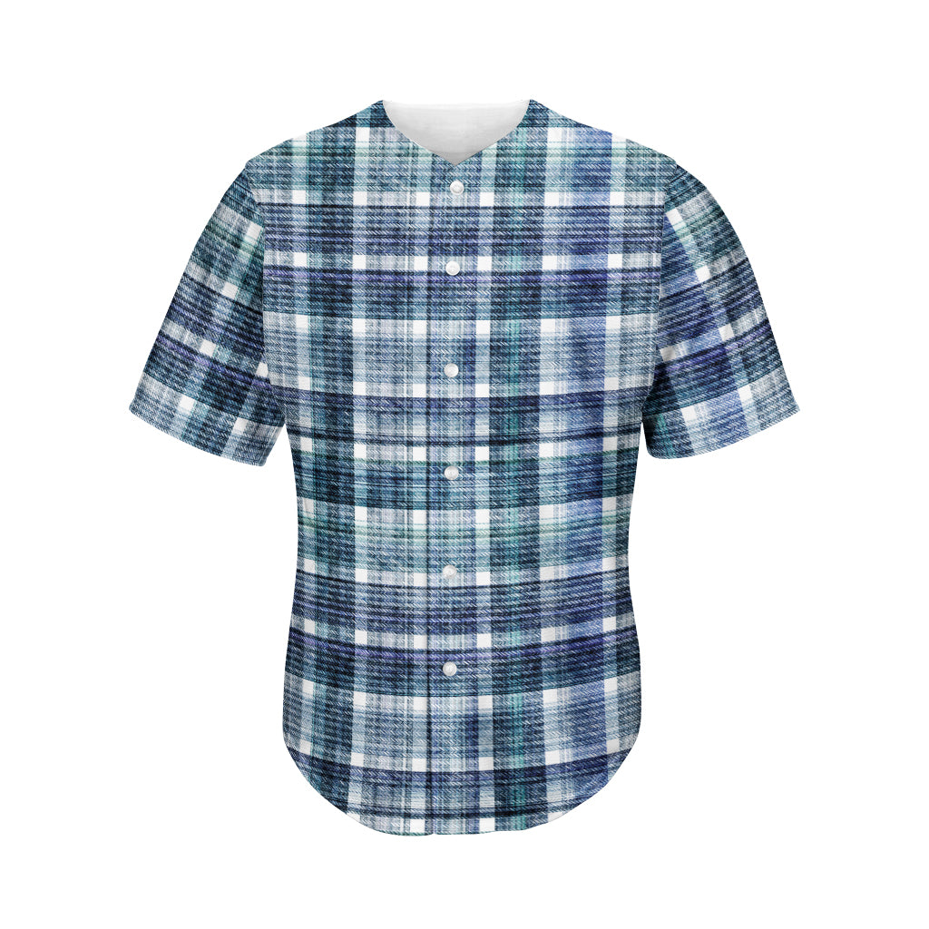 Plaid Denim Jeans Pattern Print Men's Baseball Jersey