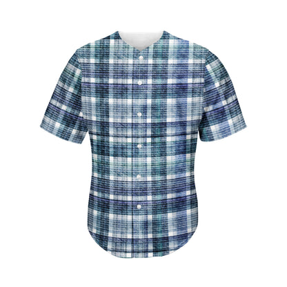 Plaid Denim Jeans Pattern Print Men's Baseball Jersey
