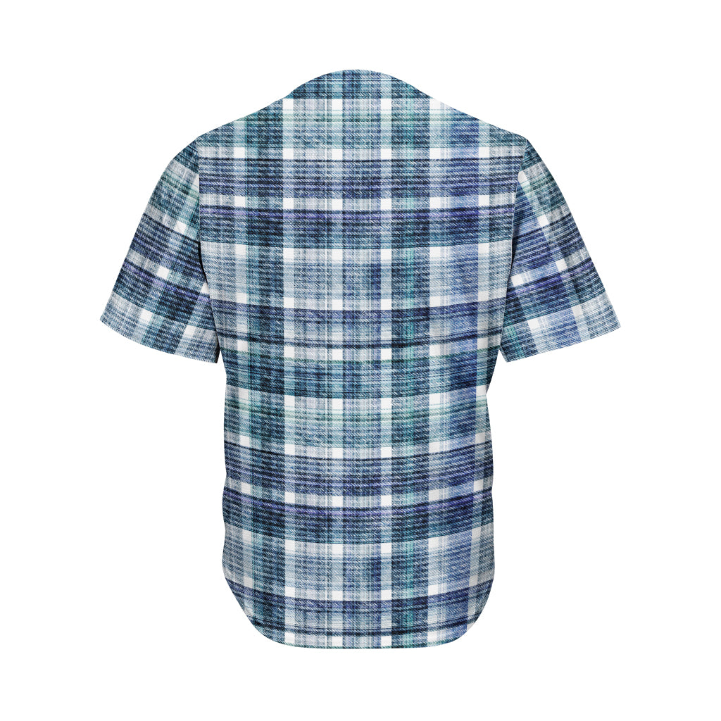 Plaid Denim Jeans Pattern Print Men's Baseball Jersey