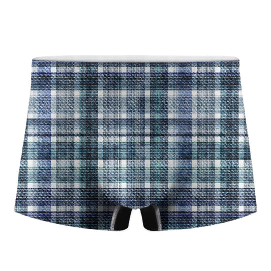 Plaid Denim Jeans Pattern Print Men's Boxer Briefs