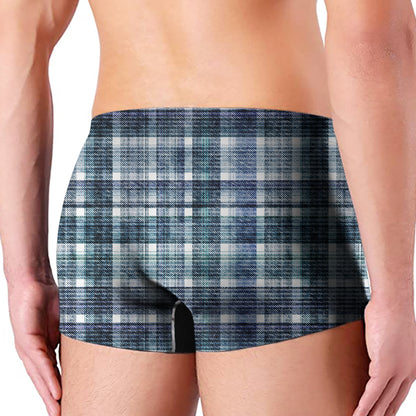 Plaid Denim Jeans Pattern Print Men's Boxer Briefs