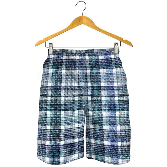 Plaid Denim Jeans Pattern Print Men's Shorts