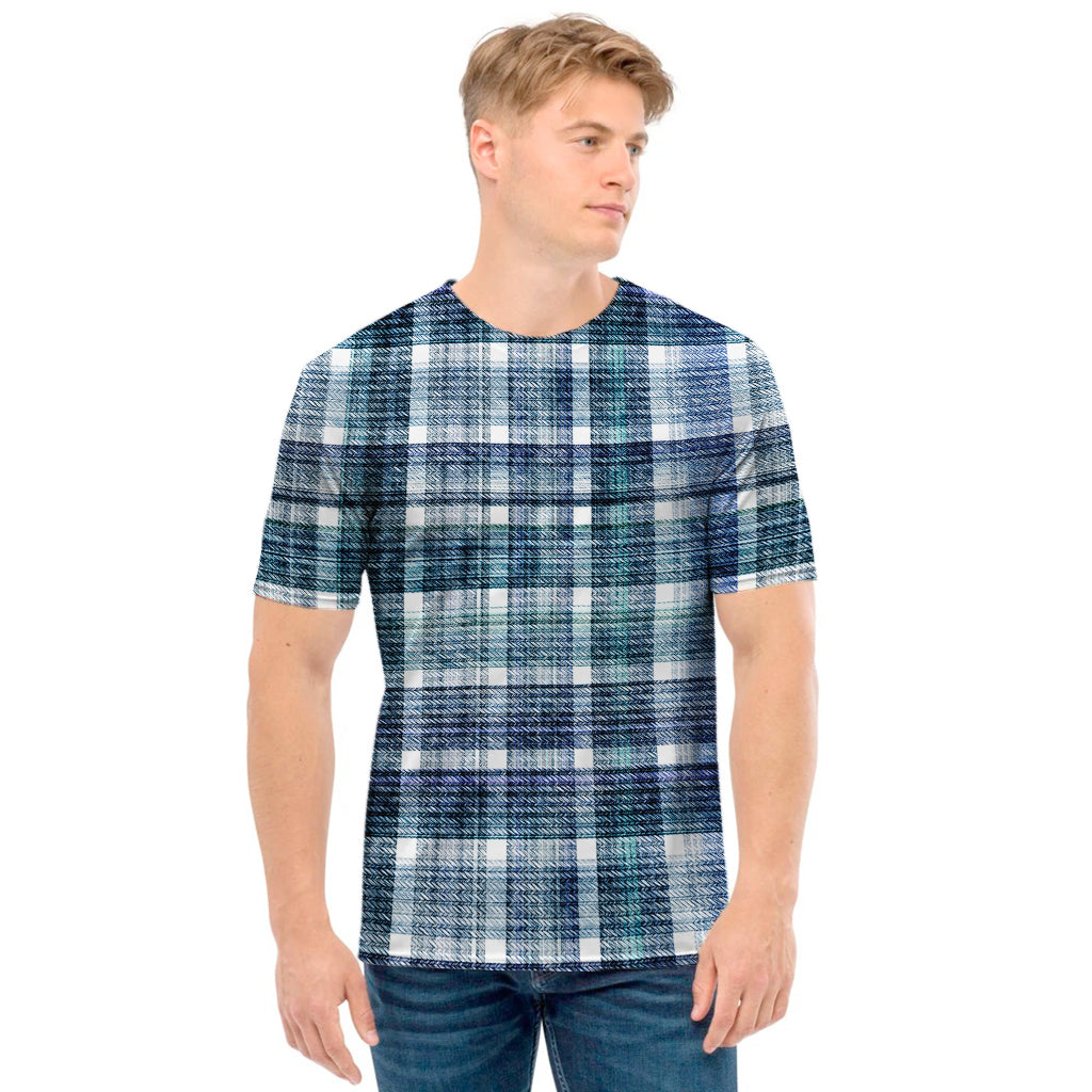 Plaid Denim Jeans Pattern Print Men's T-Shirt