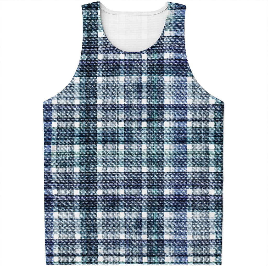 Plaid Denim Jeans Pattern Print Men's Tank Top