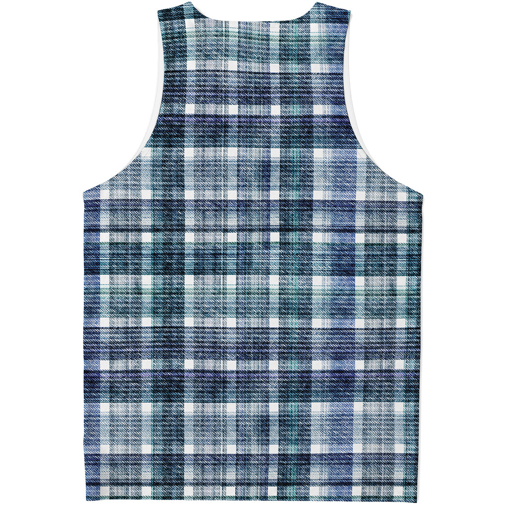 Plaid Denim Jeans Pattern Print Men's Tank Top