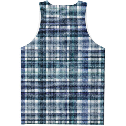 Plaid Denim Jeans Pattern Print Men's Tank Top