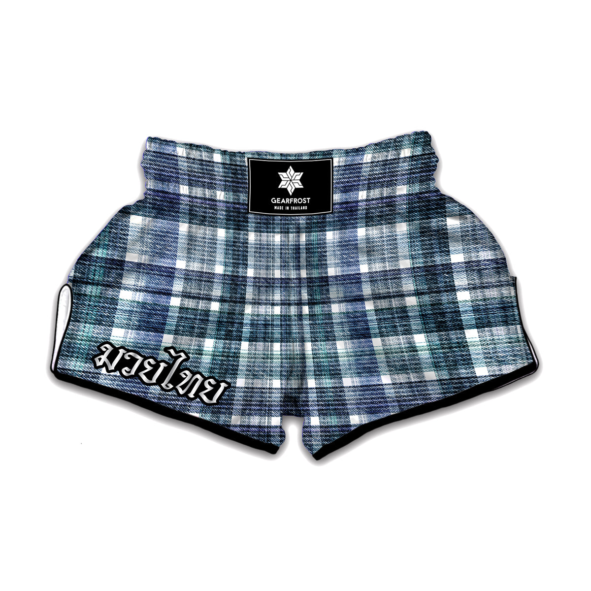 Plaid Denim Jeans Pattern Print Muay Thai Boxing Shorts