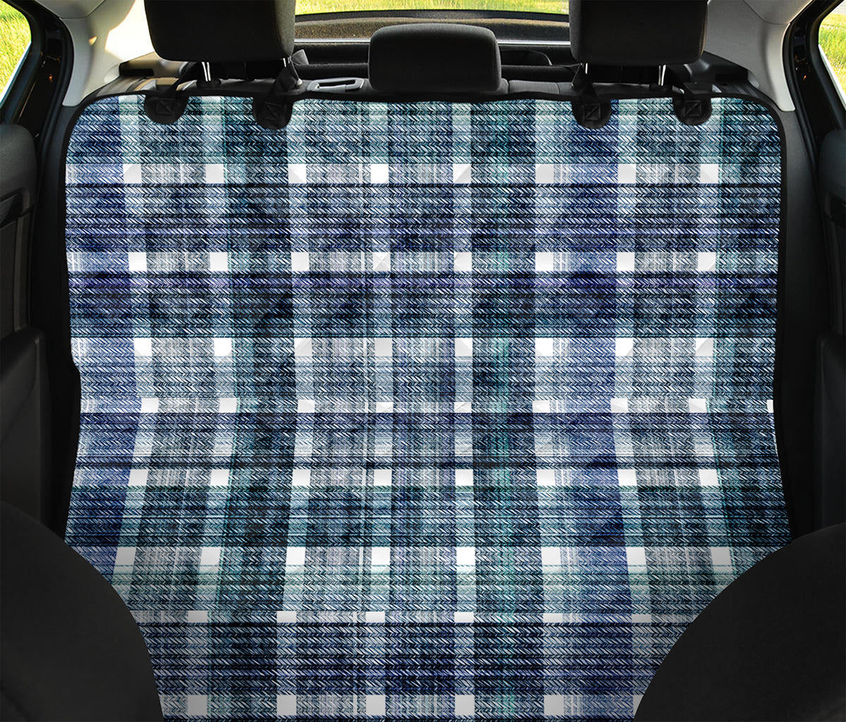 Plaid Denim Jeans Pattern Print Pet Car Back Seat Cover