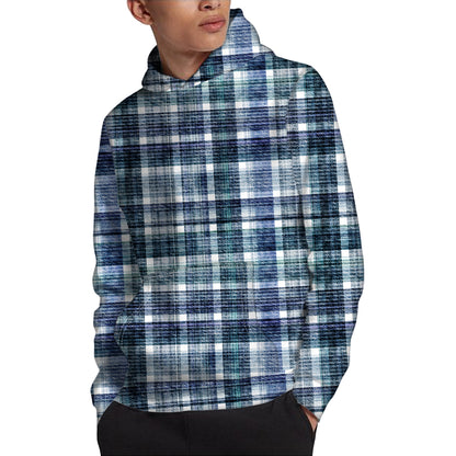 Plaid Denim Jeans Pattern Print Pullover Hoodie