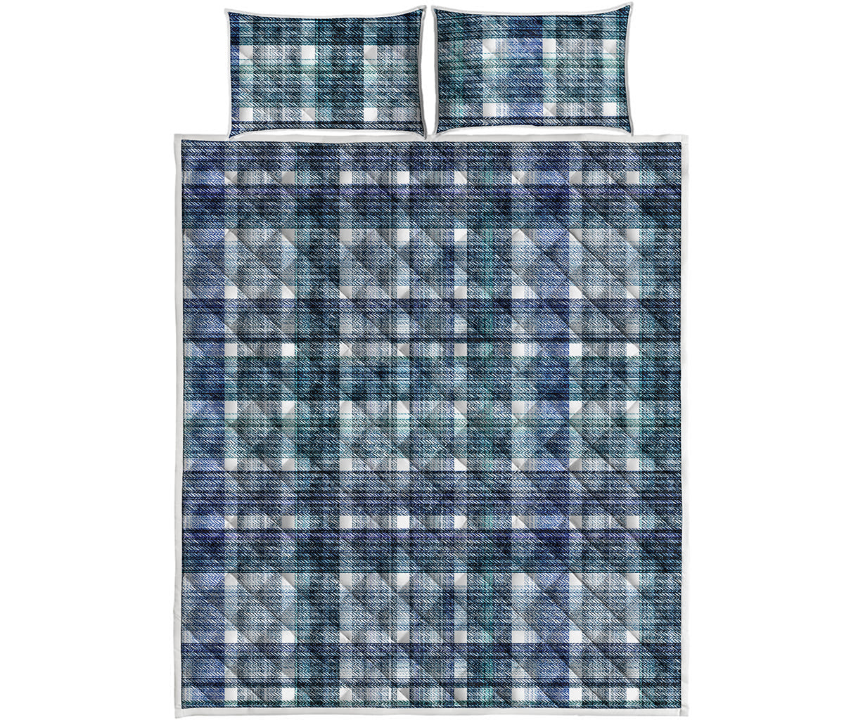 Plaid Denim Jeans Pattern Print Quilt Bed Set
