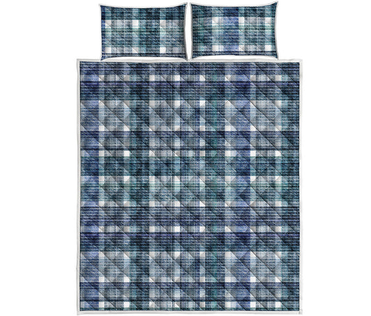 Plaid Denim Jeans Pattern Print Quilt Bed Set