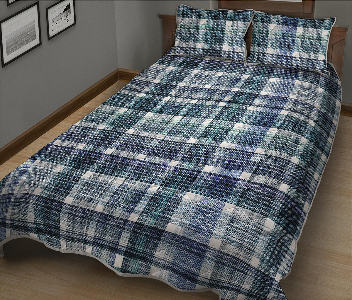Plaid Denim Jeans Pattern Print Quilt Bed Set