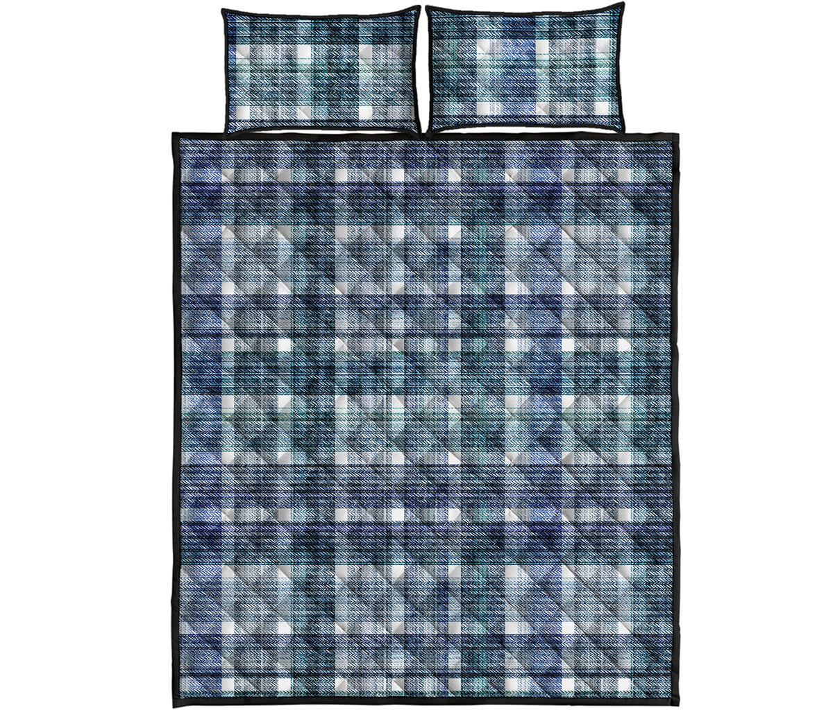 Plaid Denim Jeans Pattern Print Quilt Bed Set