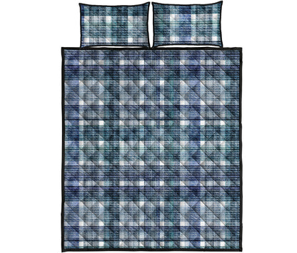 Plaid Denim Jeans Pattern Print Quilt Bed Set