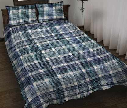 Plaid Denim Jeans Pattern Print Quilt Bed Set