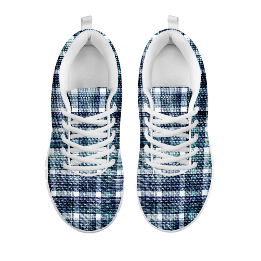 Plaid Denim Jeans Pattern Print White Sneakers