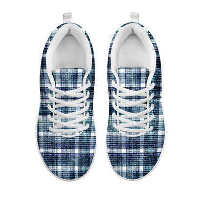 Plaid Denim Jeans Pattern Print White Sneakers