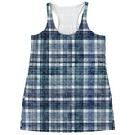 Plaid Denim Jeans Pattern Print Women's Racerback Tank Top