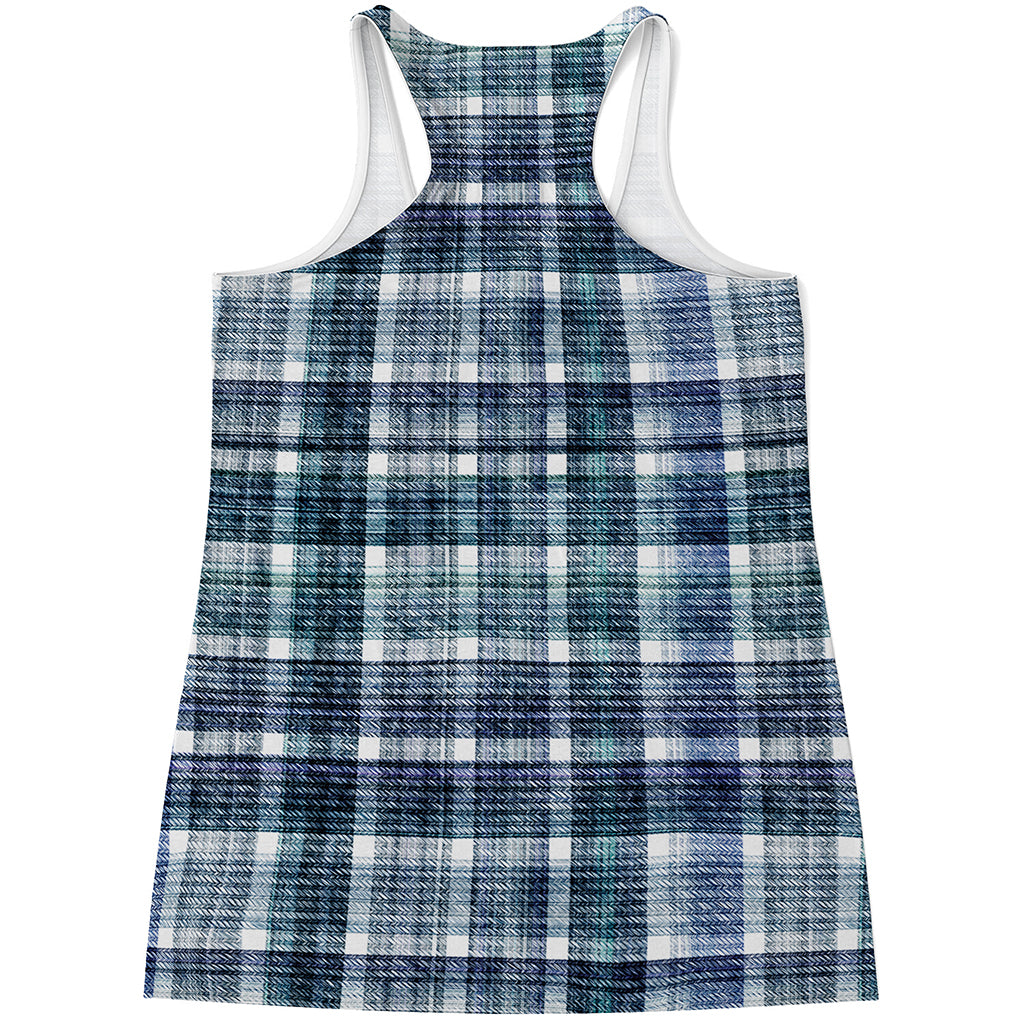 Plaid Denim Jeans Pattern Print Women's Racerback Tank Top