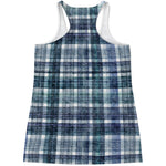 Plaid Denim Jeans Pattern Print Women's Racerback Tank Top