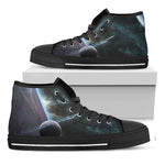 Planet And Space Print Black High Top Shoes