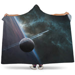 Planet And Space Print Hooded Blanket
