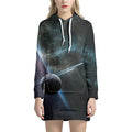Planet And Space Print Pullover Hoodie Dress