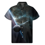 Planet And Space Print Men's Short Sleeve Shirt