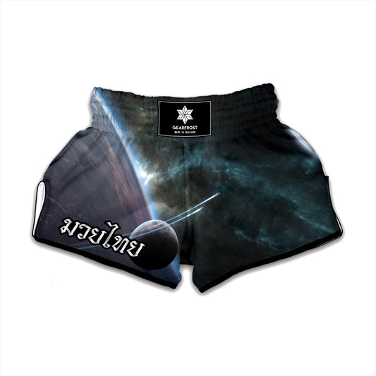 Planet And Space Print Muay Thai Boxing Shorts