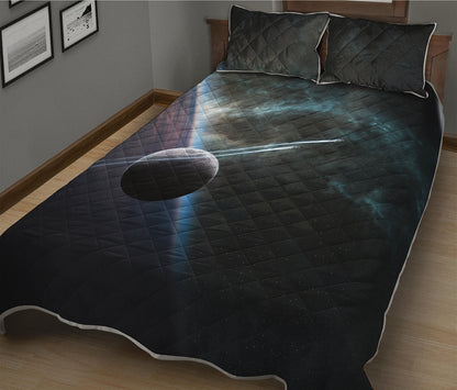 Planet And Space Print Quilt Bed Set