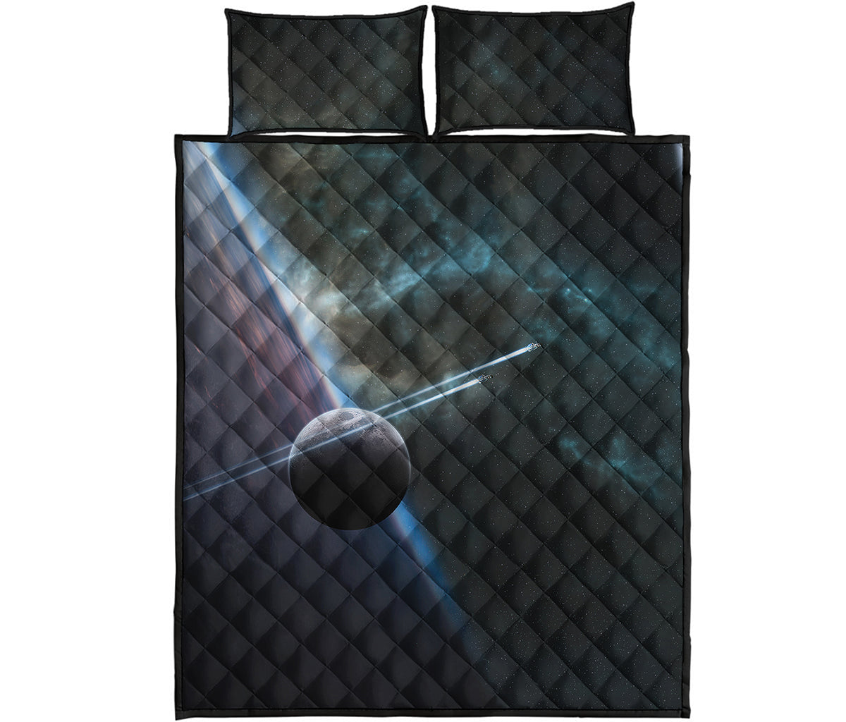 Planet And Space Print Quilt Bed Set