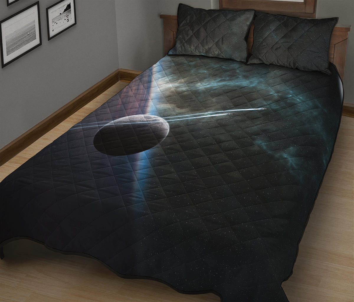 Planet And Space Print Quilt Bed Set
